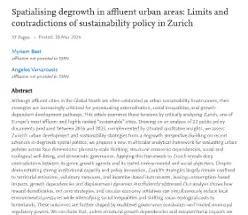 Spatialising degrowth in affluent urban areas: Limits and contradictions of sustainability policy in Zurich