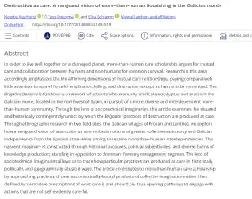 Destruction as care: A vanguard vision of more-than-human flourishing in the Galician monte