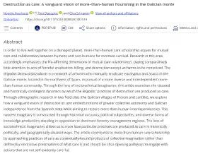Destruction as care: A vanguard vision of more-than-human flourishing in the Galician monte