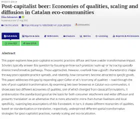 Post-capitalist beer: Economies of qualities, scaling and diffusion in Catalan eco-communities