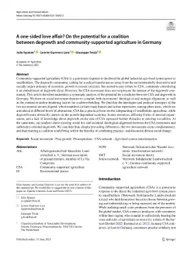 A one‑sided love affair? On the potential for a coalition between degrowth and community‑supported agriculture in Germany