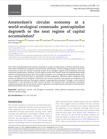 Amsterdam’s circular economy at a world-ecological crossroads: postcapitalist degrowth or the next regime of capital accumulation?
