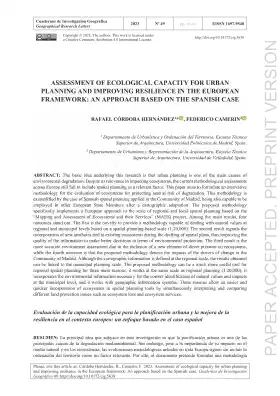 Assessment of ecological capacity for urban planning and improving resilience in the European framework: an approach based on the Spanish case