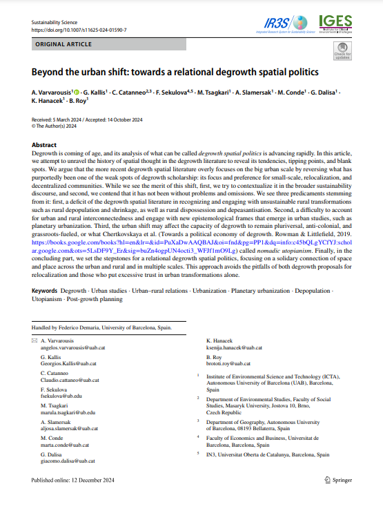 Beyond the urban shift: towards a relational degrowth spatial politics