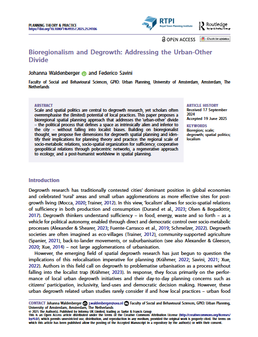 Bioregionalism and Degrowth: Addressing the Urban-Other Divide