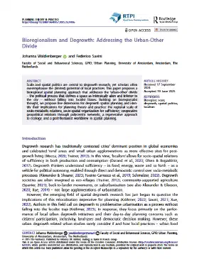 Bioregionalism and Degrowth: Addressing the Urban-Other Divide