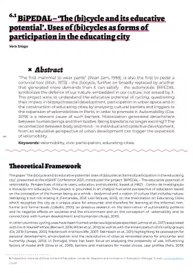 BiPEDAL – ‘The (bi)cycle and its educative potential’. Uses of (bi)cycles as forms of participation in the educating city