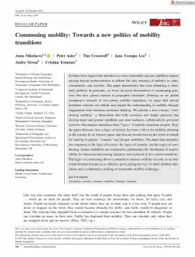 Commoning mobility: Towards a new politics of mobility transitions