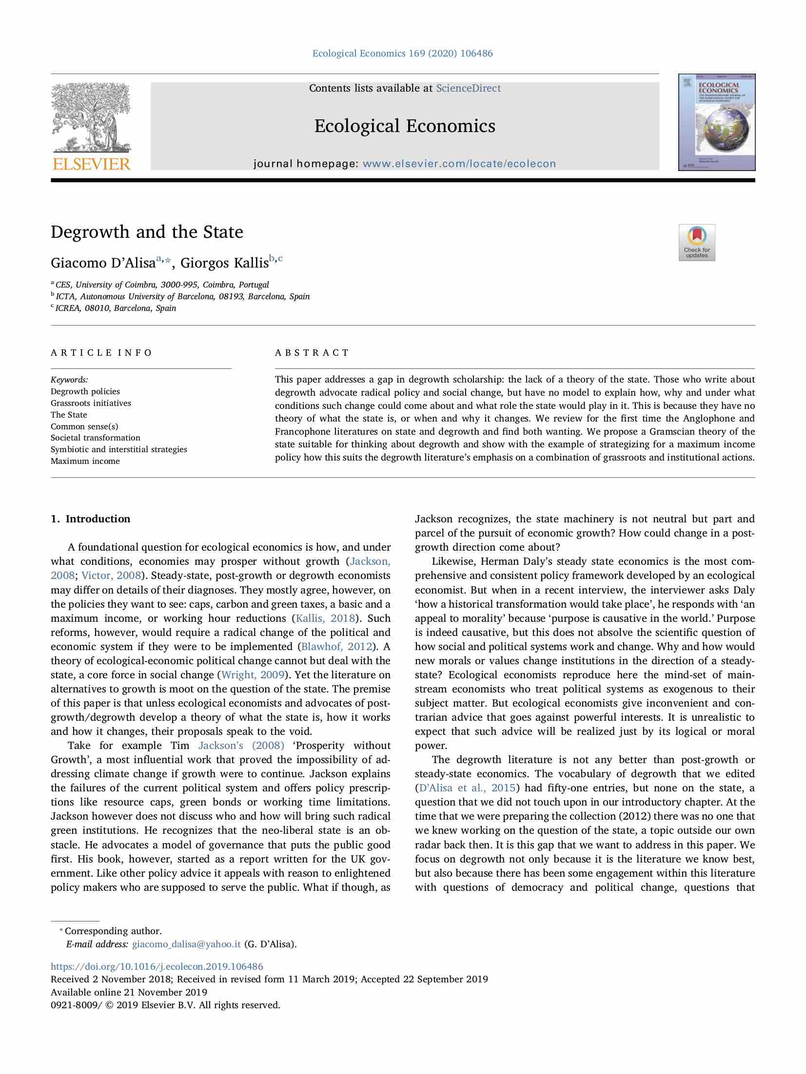 Degrowth and the State