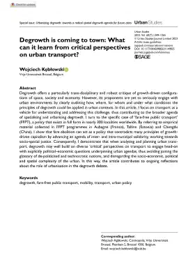Degrowth is coming to town: What can it learn from critical perspectives on urban transport?