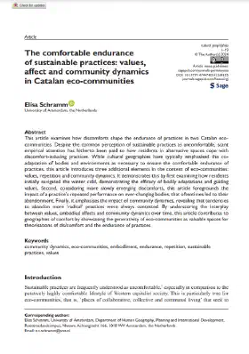 The comfortable endurance of sustainable practices: values, affect and community dynamics in Catalan eco-communities