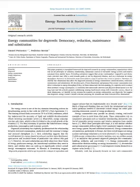 Energy communities for degrowth: Democracy, reduction, maintenance and substitution