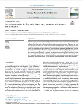 Energy communities for degrowth: Democracy, reduction, maintenance and substitution
