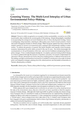 Greening Vienna. The Multi-Level Interplay of Urban Environmental Policy–Making