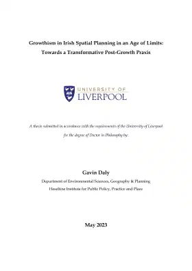 Growthism in Irish Spatial Planning in an Age of Limits: Towards a Transformative Post-Growth Praxis