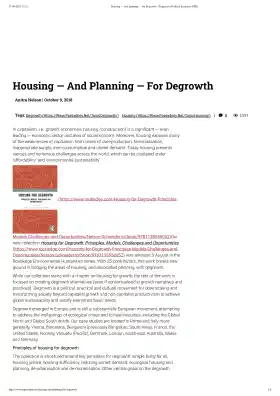 Housing — And Planning — For Degrowth