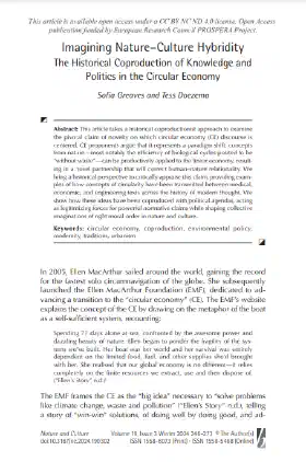 Imagining Nature–Culture Hybridity: The Historical Coproduction of Knowledge and Politics in the Circular Economy