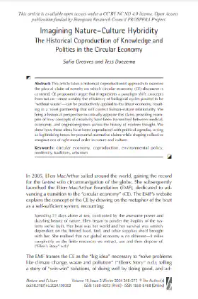 Imagining Nature–Culture Hybridity: The Historical Coproduction of Knowledge and Politics in the Circular Economy
