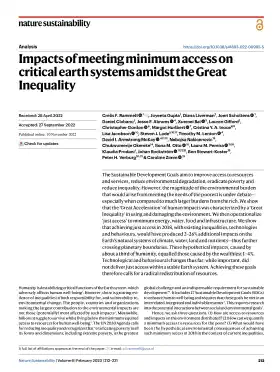 Impacts of meeting minimum access on critical earth systems amidst the Great Inequality