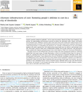 Alternate infrastructures of care: Restoring people's abilities to care in a city of thresholds