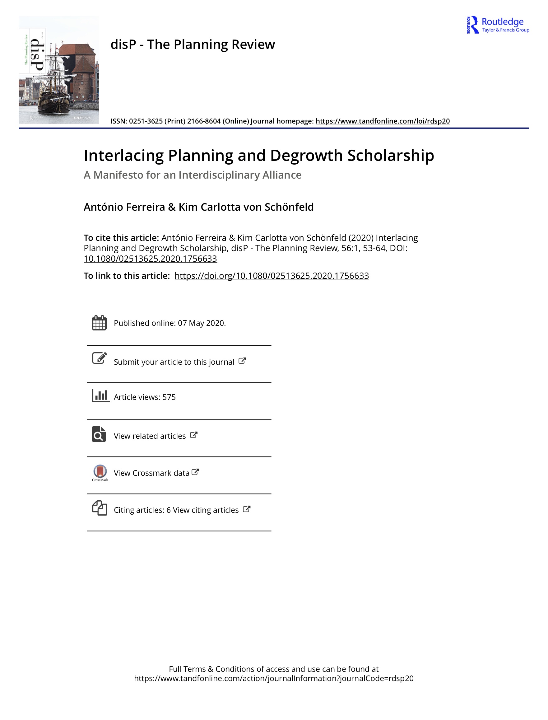 Interlacing Planning and Degrowth Scholarship A Manifesto for an Interdisciplinary Alliance