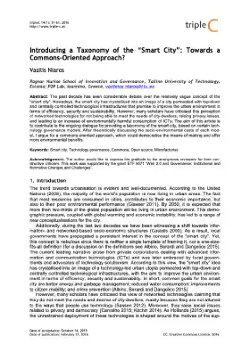 Introducing a Taxonomy of the “Smart City”: Towards a Commons-Oriented Approach?