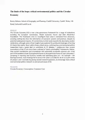The limits of the loops: critical environmental politics and the Circular Economy