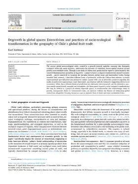 Degrowth in global spaces: Extractivism and practices of socio-ecological transformation in the geography of Chile’s global fruit trade