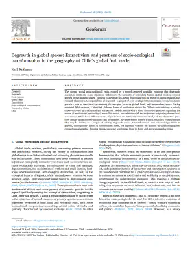 Degrowth in global spaces: Extractivism and practices of socio-ecological transformation in the geography of Chile’s global fruit trade