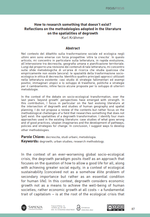 How to research something that doesn’t exist? Reflections on the methodologies adopted in the literature on the spatialities of degrowth