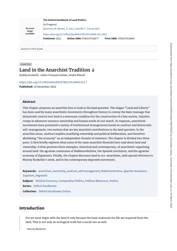 Land in the Anarchist Tradition