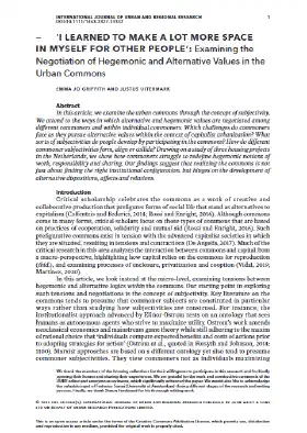 ‘I Learned to make a lot more space in myself for other people’: Examining the Negotiation of Hegemonic and Alternative Values in the Urban Commons