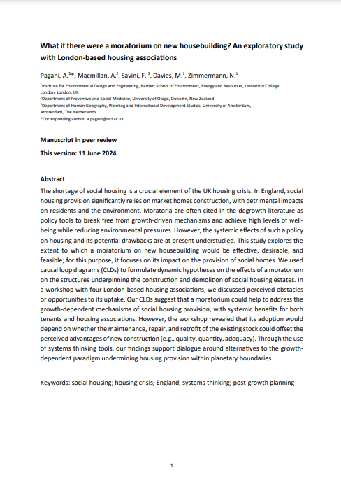 What if there were a moratorium on new housebuilding? An exploratory study with London-based housing associations
