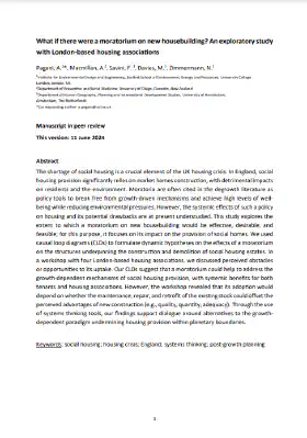 What if there were a moratorium on new housebuilding? An exploratory study with London-based housing associations