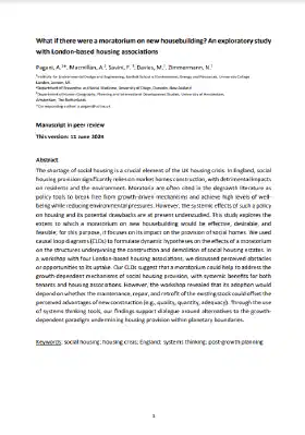 What if there were a moratorium on new housebuilding? An exploratory study with London-based housing associations