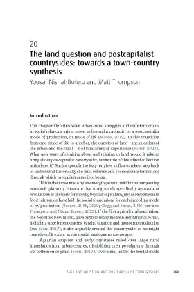 The land question and postcapitalist countrysides: towards a town–country synthesis
