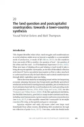 The land question and postcapitalist countrysides: towards a town–country synthesis