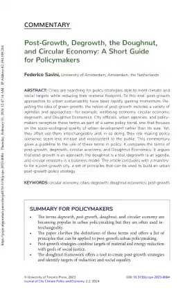 Post-Growth, Degrowth, the Doughnut, and Circular Economy: A Short Guide for Policymakers