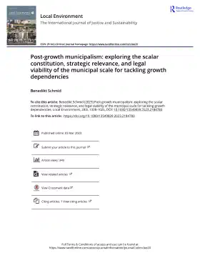 Post-growth municipalism: exploring the scalar constitution, strategic relevance, and legal viability of the municipal scale for tackling growth dependencies