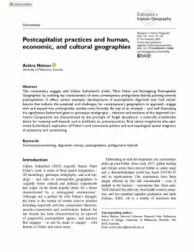 Postcapitalist practices and human, economic, and cultural geographies