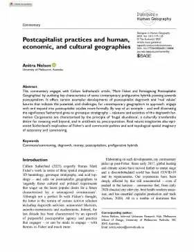 Postcapitalist practices and human, economic, and cultural geographies