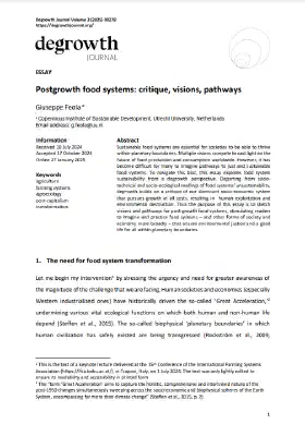 Postgrowth food systems: critique, visions, pathways