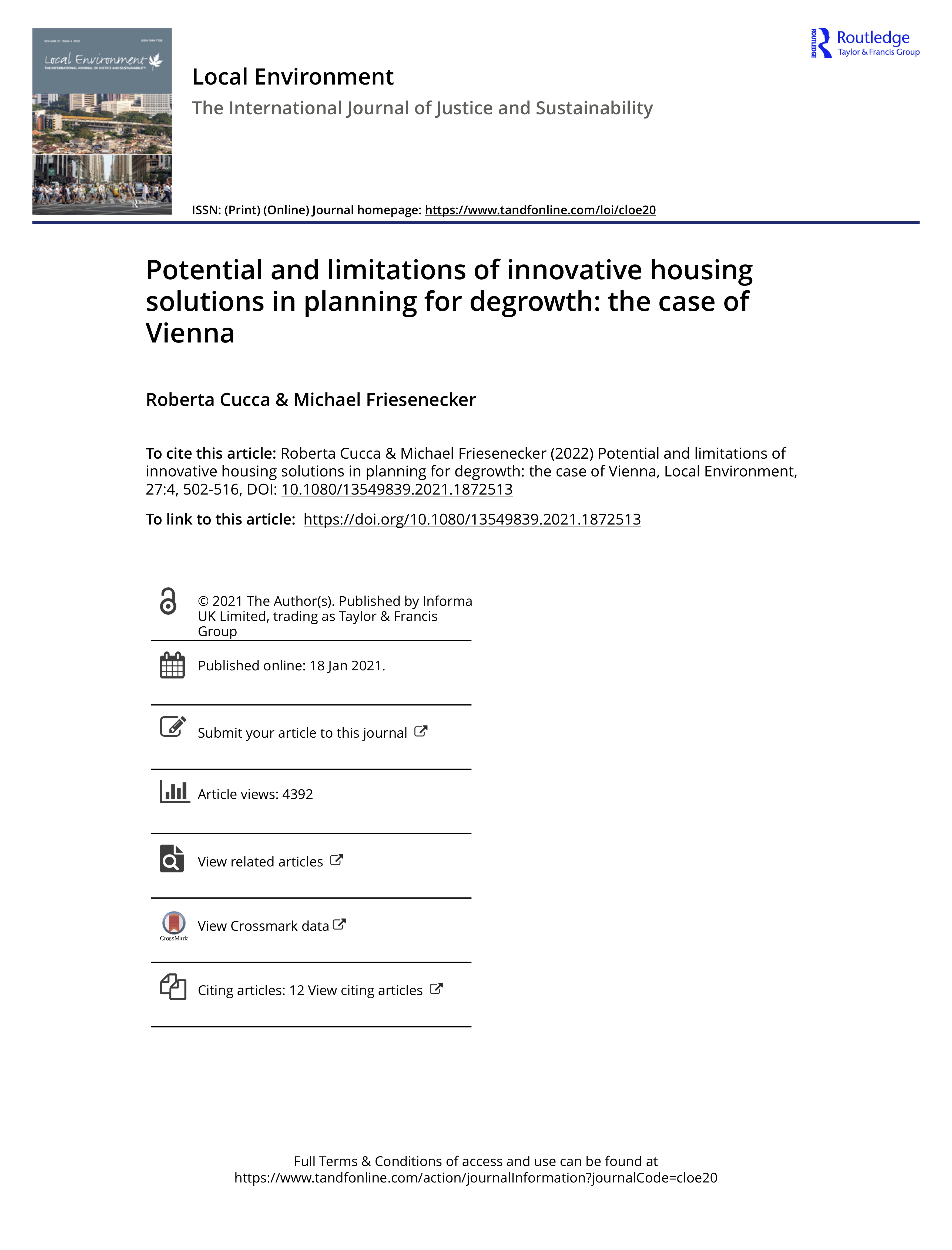 Potential and limitations of innovative housing solutions in planning for degrowth: the case of Vienna