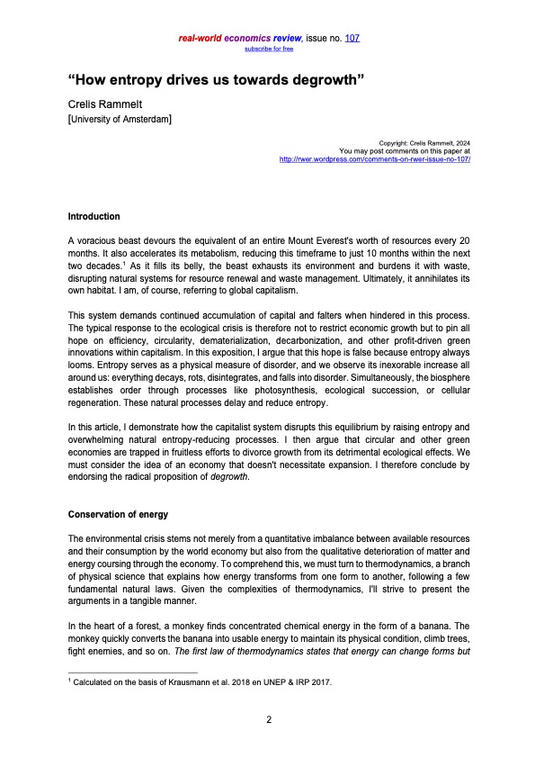 How entropy drives us towards degrowth