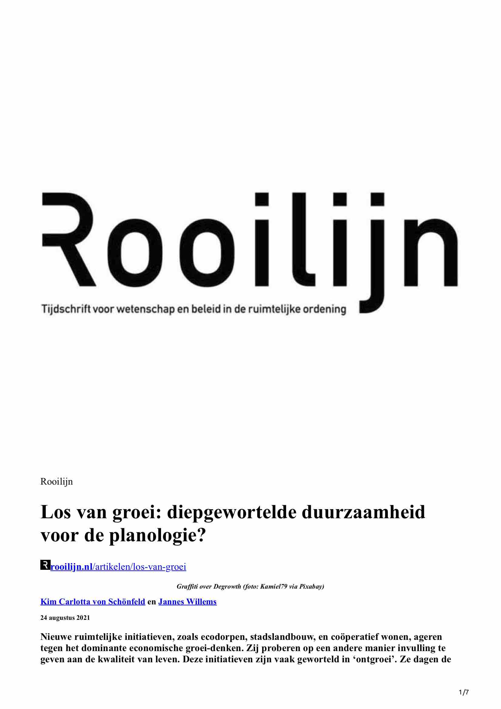 Los van groei: diepgewortelde duurzaamheid voor de planologie?
