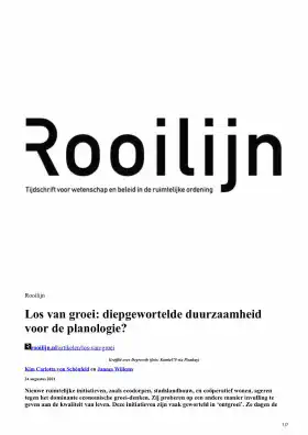 Los van groei: diepgewortelde duurzaamheid voor de planologie?