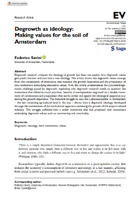 Degrowth as ideology: Making values for the soil of Amsterdam