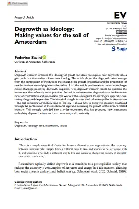 Degrowth as ideology: Making values for the soil of Amsterdam