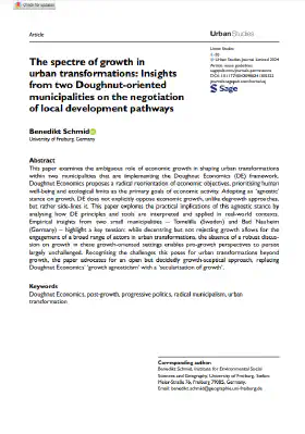 The spectre of growth in urban transformations: Insights from two Doughnut-oriented municipalities on the negotiation of local development pathways