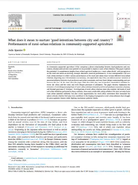 What does it mean to nurture ‘good intentions between city and country’? Performances of rural–urban relations in community-supported agriculture